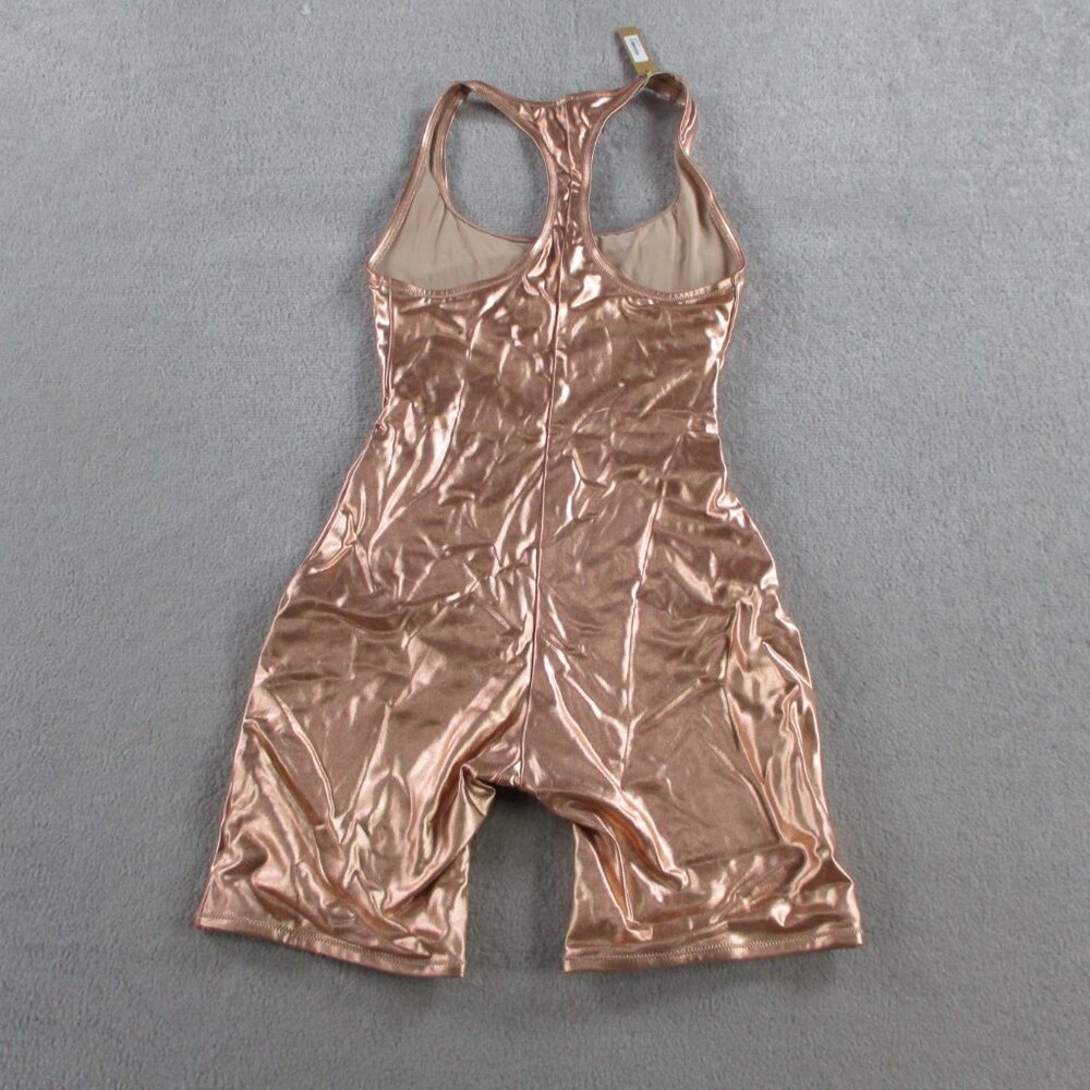 SKIMS Metallic Swim Cycle Suit Womens Small Champagne Rose Gold SW-BSS-0041 NWT - Picture 3 of 6